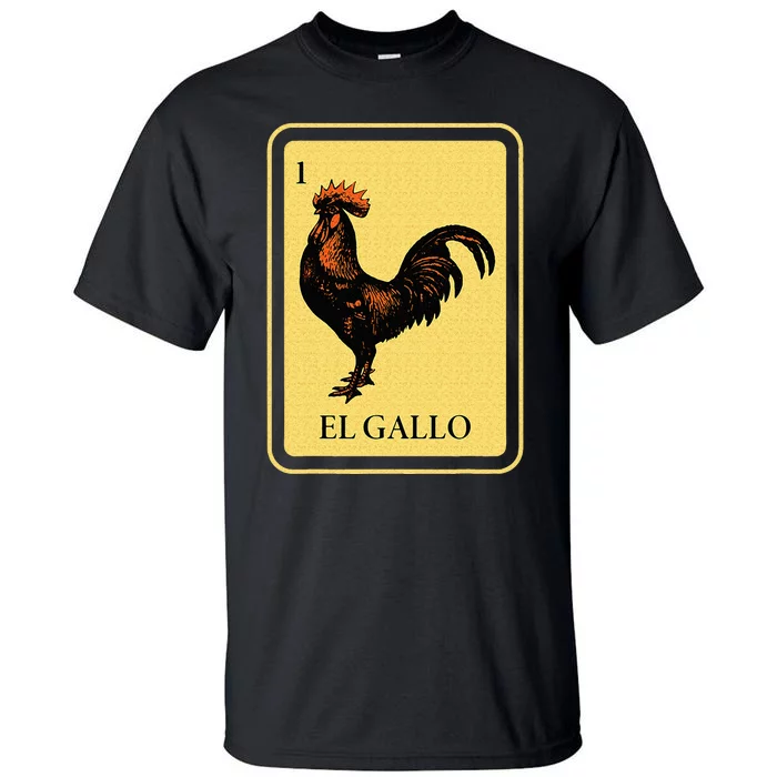 Mexican El Gallo Bingo Card Game Traditional Rooster Tall T-Shirt