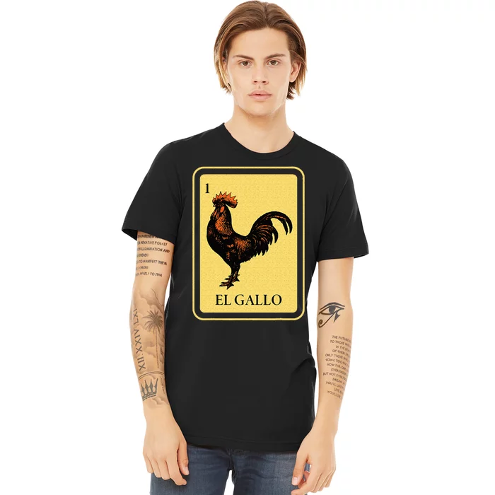 Mexican El Gallo Bingo Card Game Traditional Rooster Premium T-Shirt