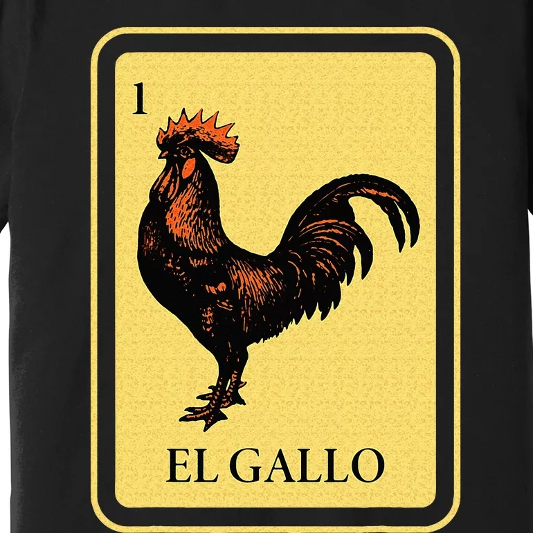 Mexican El Gallo Bingo Card Game Traditional Rooster Premium T-Shirt