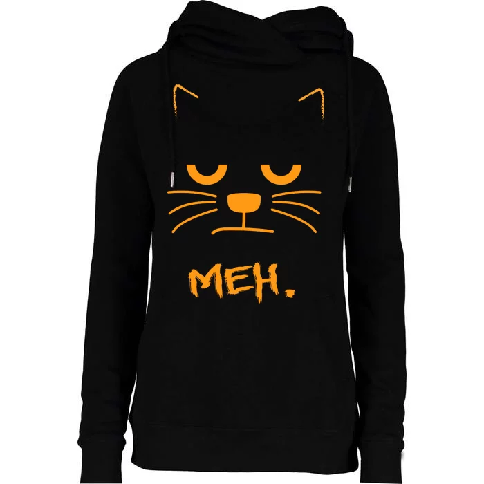 Meh. Angry Cat Womens Funnel Neck Pullover Hood