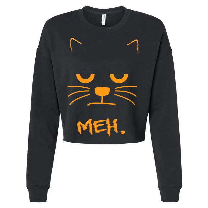 Meh. Angry Cat Cropped Pullover Crew