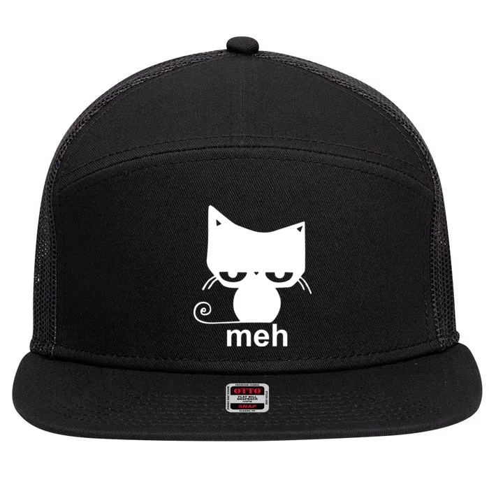 Meh Cat Funny Meme 7 Panel Mesh Trucker Snapback Hat