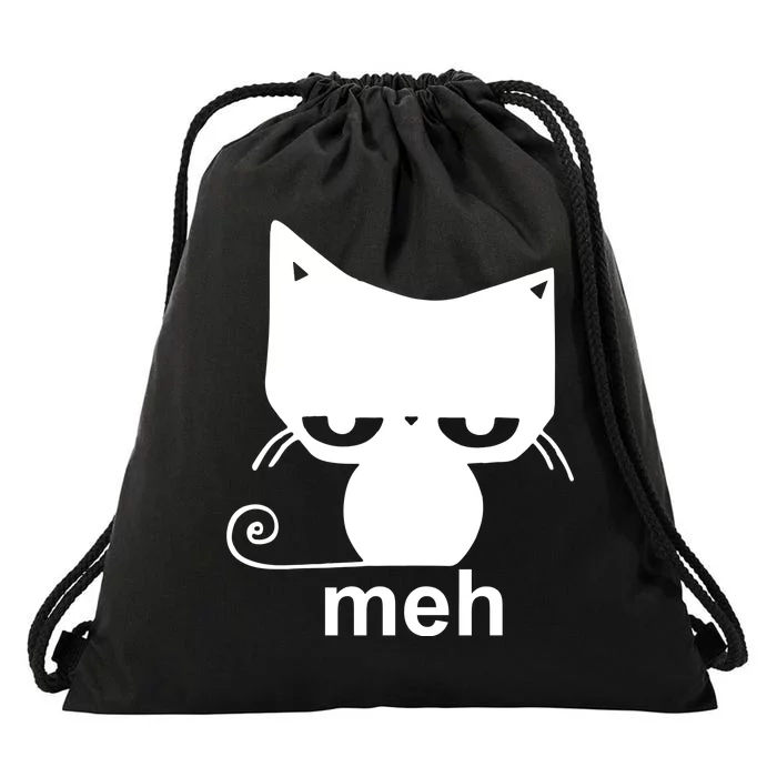 Meh Cat Funny Meme Drawstring Bag