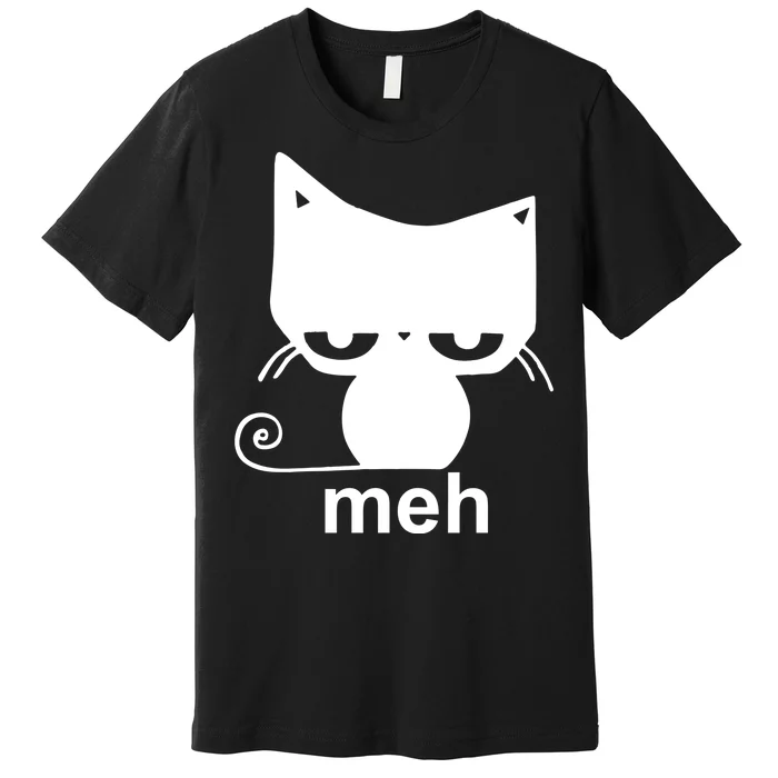 Meh Cat Funny Meme Premium T-Shirt | TeeShirtPalace