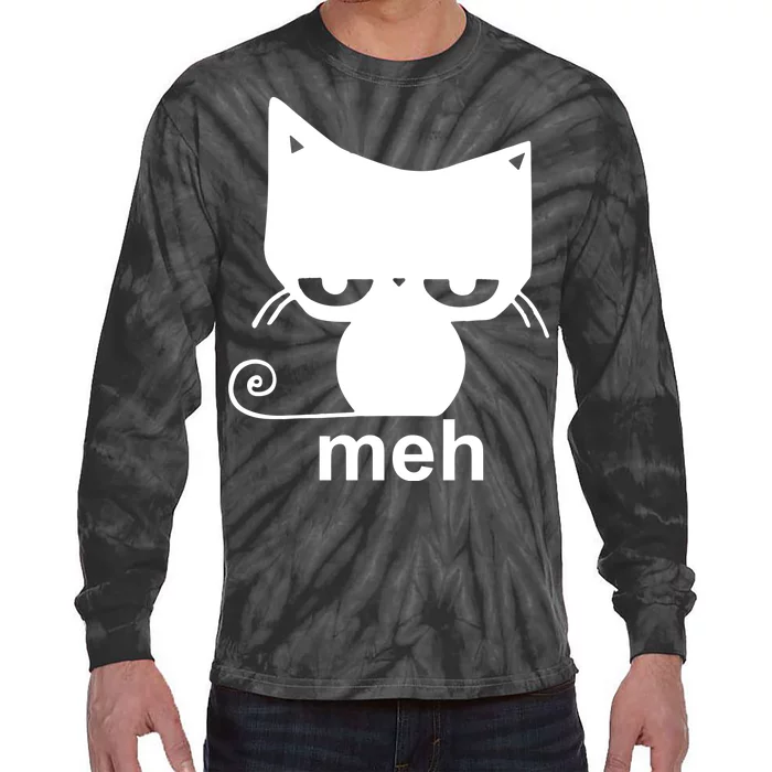 Meh Cat Funny Meme Tie-Dye Long Sleeve Shirt