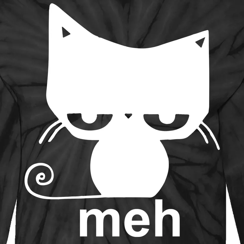 Meh Cat Funny Meme Tie-Dye Long Sleeve Shirt