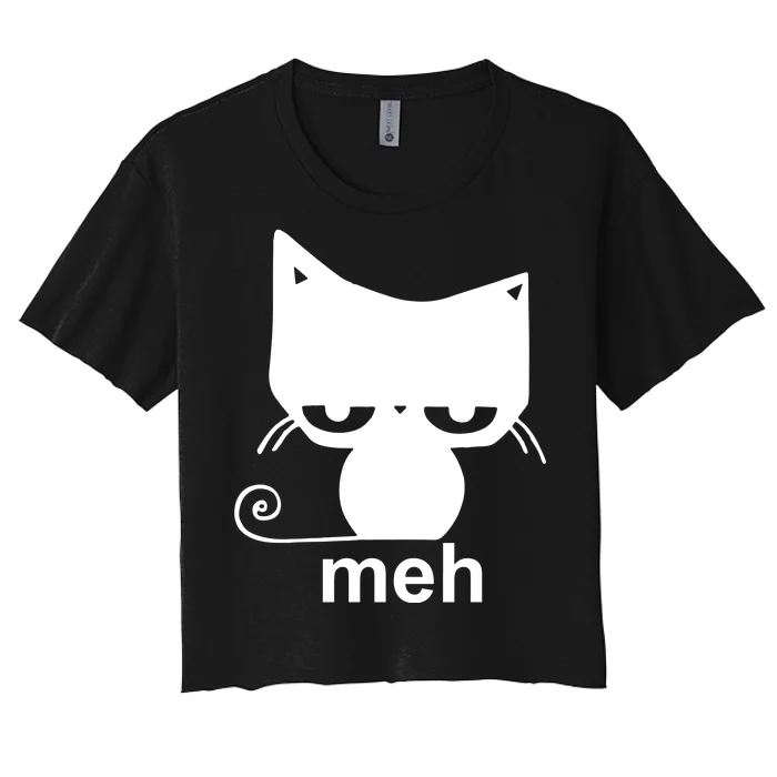 Meh Cat Funny Meme Women's Crop Top Tee