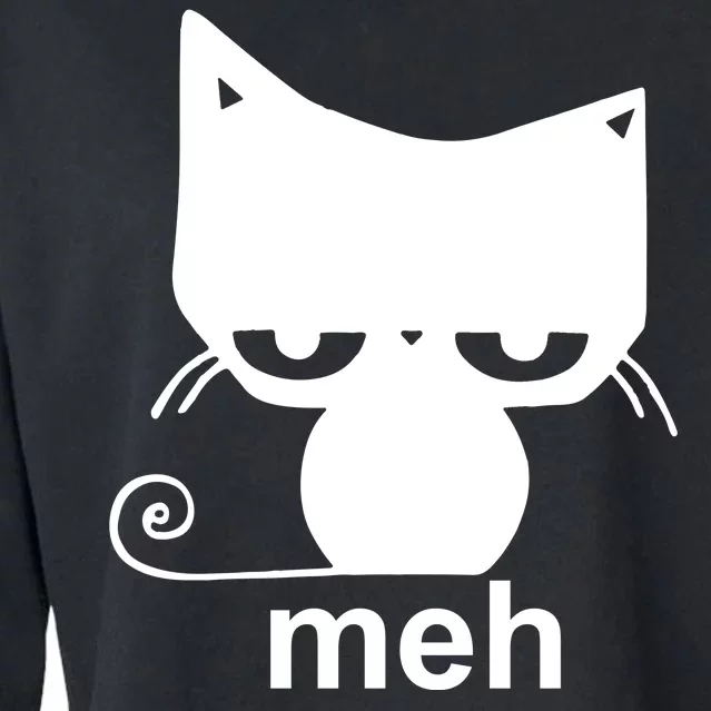 Meh Cat Funny Meme Cropped Pullover Crew