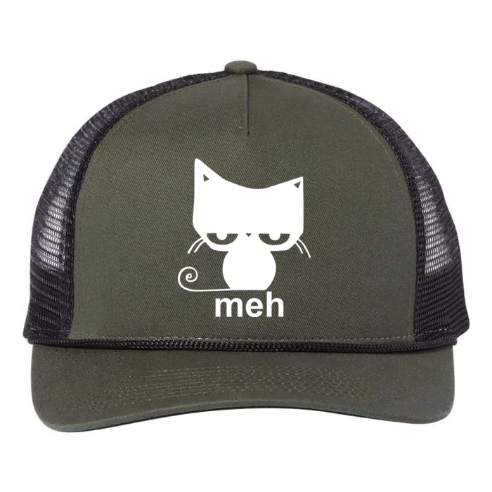 Meh Cat Funny Meme Retro Rope Trucker Hat Cap