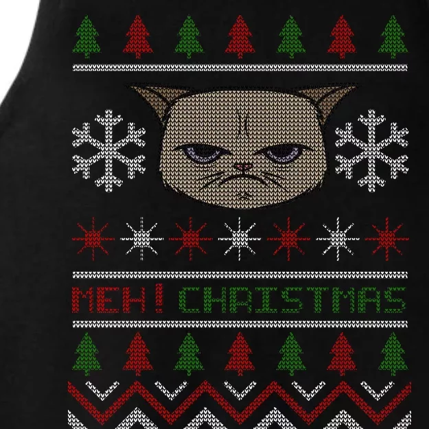 MEH! Christmas Cat Ugly Sweater Ladies Tri-Blend Wicking Tank