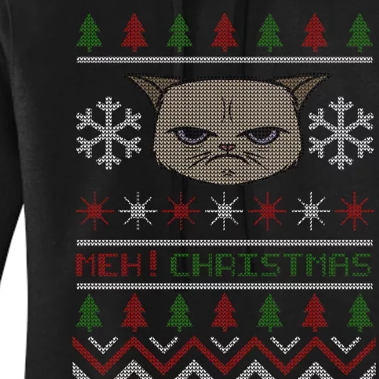 MEH! Christmas Cat Ugly Sweater Women's Pullover Hoodie