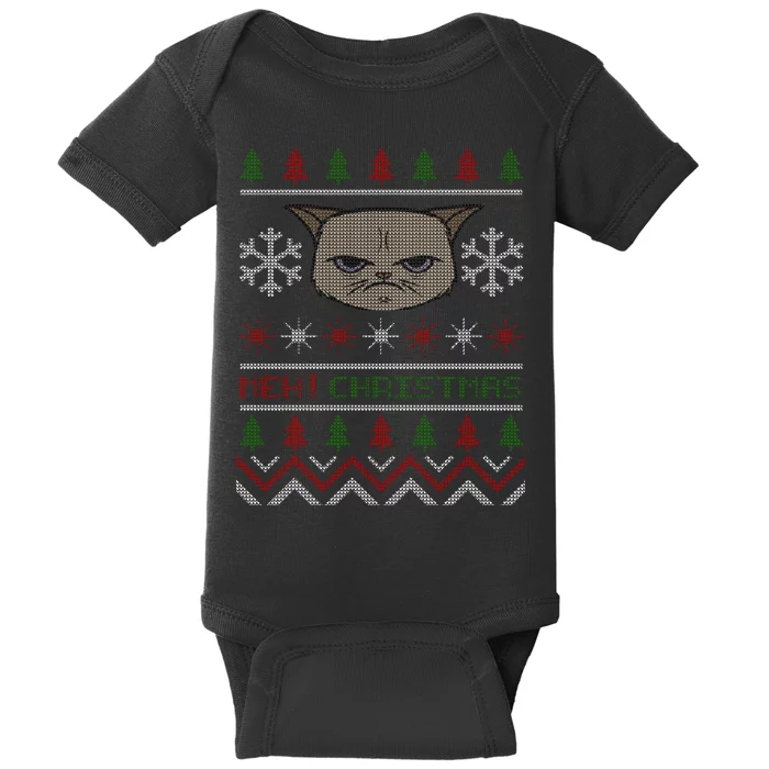 MEH! Christmas Cat Ugly Sweater Baby Bodysuit