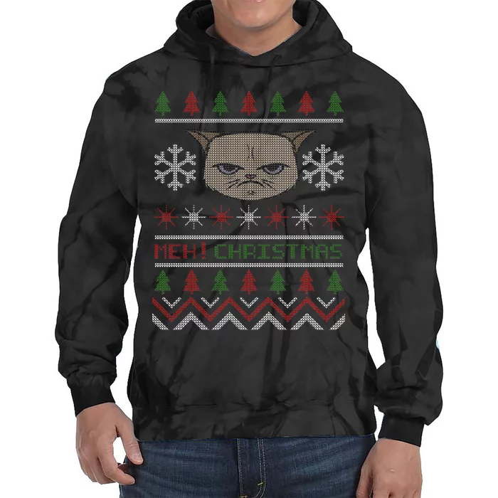 MEH! Christmas Cat Ugly Sweater Tie Dye Hoodie