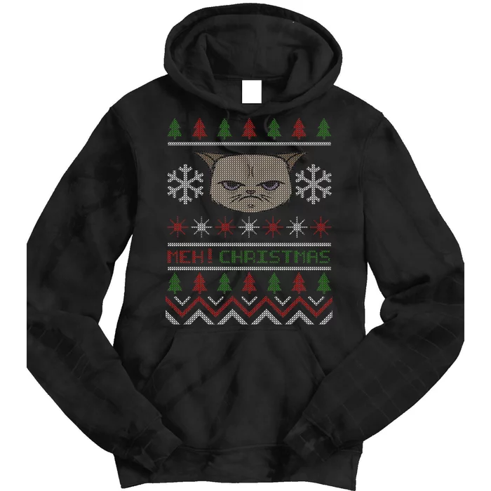 MEH! Christmas Cat Ugly Sweater Tie Dye Hoodie