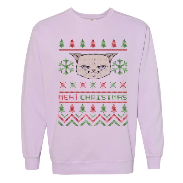 MEH! Christmas Cat Ugly Sweater Garment-Dyed Sweatshirt