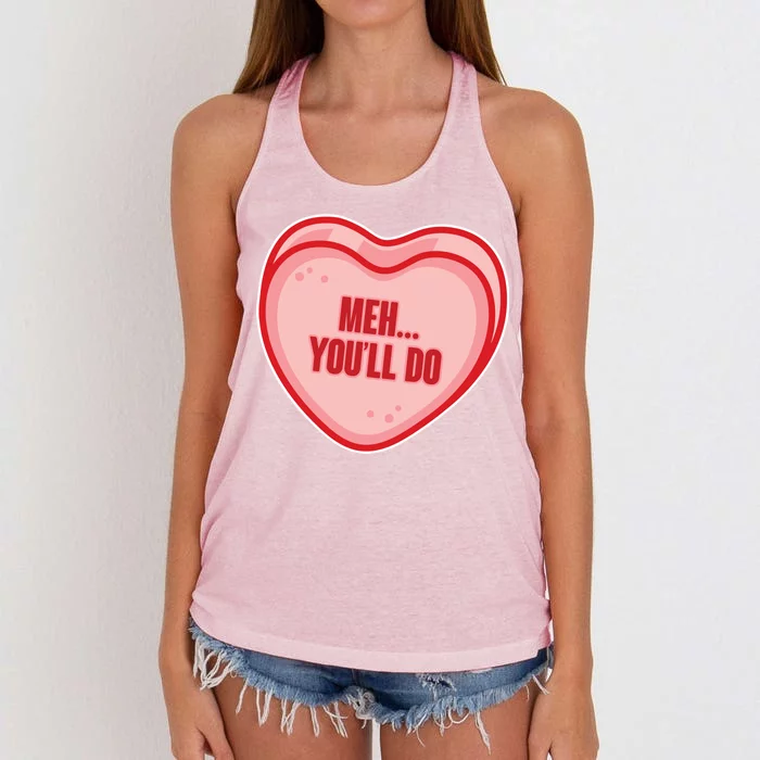 Meh You'll Do Funny Anti Valentine Women's Knotted Racerback Tank