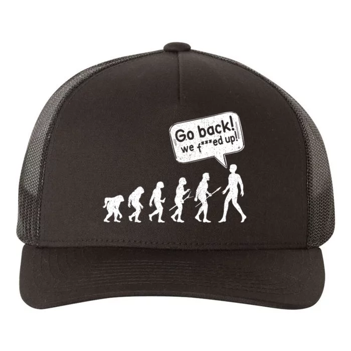 Mankind Evolution Human Experiment Gone Wrong Yupoong Adult 5-Panel Trucker Hat