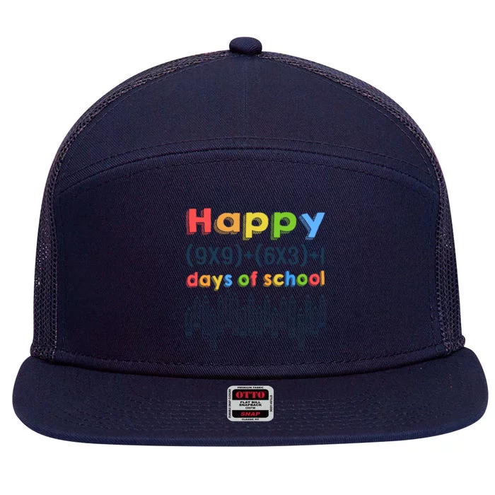 Math Equation Happy 100 Days Of School Gift 7 Panel Mesh Trucker Snapback Hat