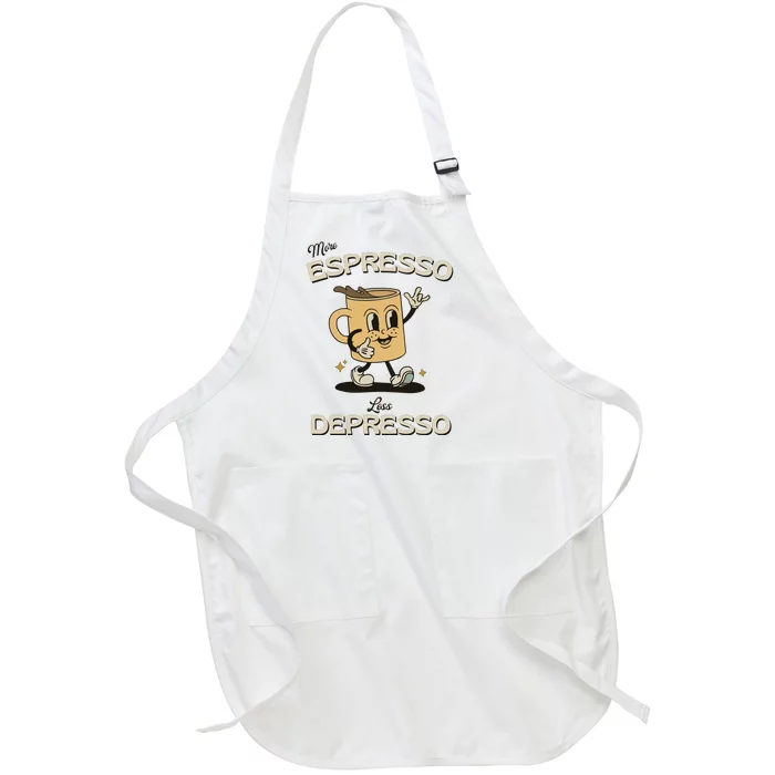 More Espresso Less Depresso Coffee Lover Full-Length Apron With Pocket