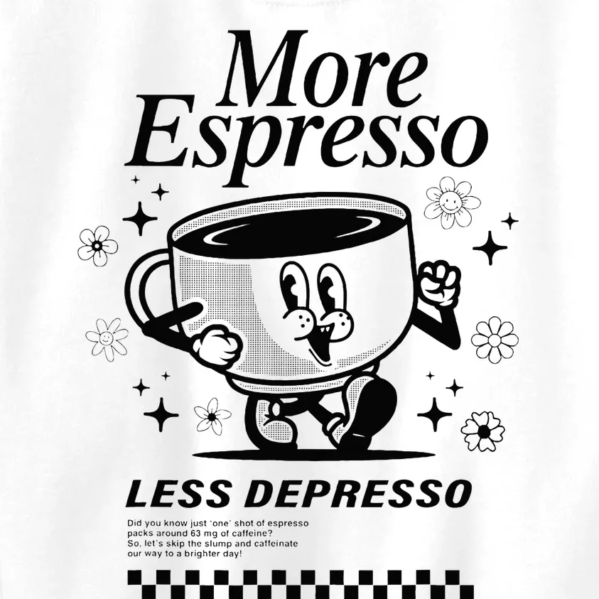 More Espresso Less Depresso Funny Coffee Kids Sweatshirt