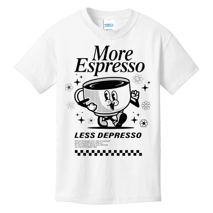 More Espresso Less Depresso Funny Coffee Kids T-Shirt