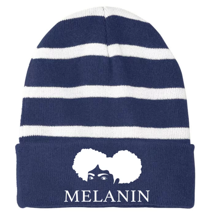 Melanin Afro Striped Beanie with Solid Band