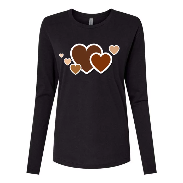 Melanin Diversity Hearts Womens Cotton Relaxed Long Sleeve T-Shirt