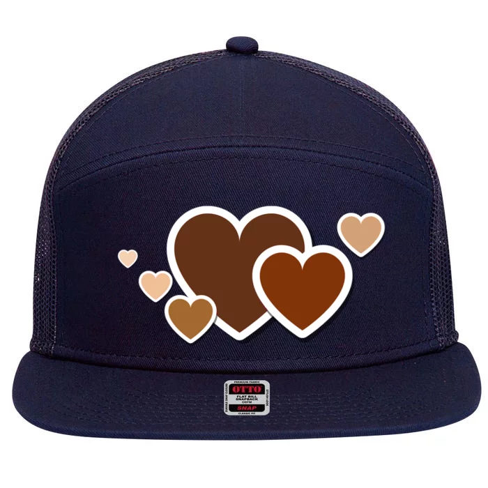 Melanin Diversity Hearts 7 Panel Mesh Trucker Snapback Hat