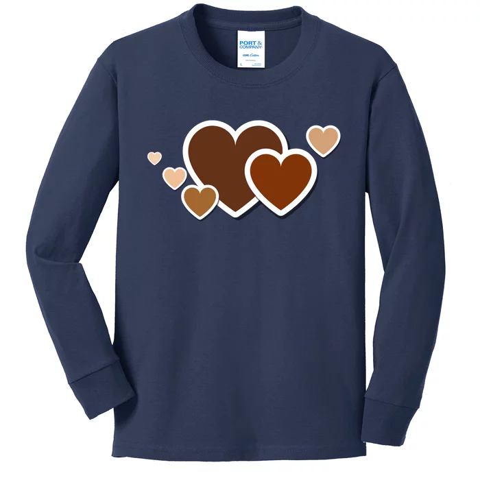 Melanin Diversity Hearts Kids Long Sleeve Shirt