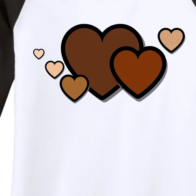 Melanin Diversity Hearts Women's Tri-Blend 3/4-Sleeve Raglan Shirt