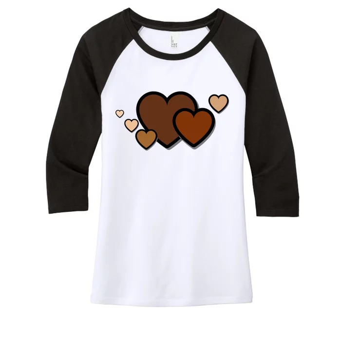 Melanin Diversity Hearts Women's Tri-Blend 3/4-Sleeve Raglan Shirt