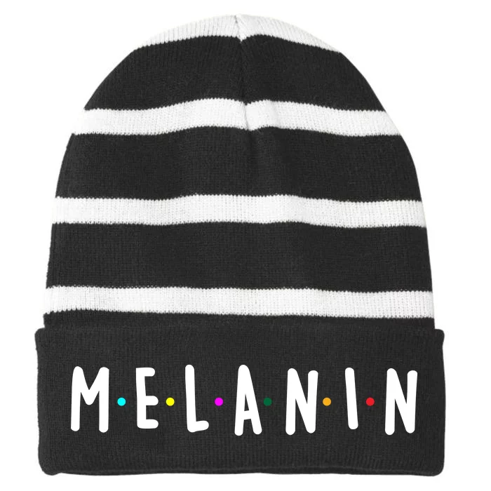 Melanin Logo Striped Beanie with Solid Band