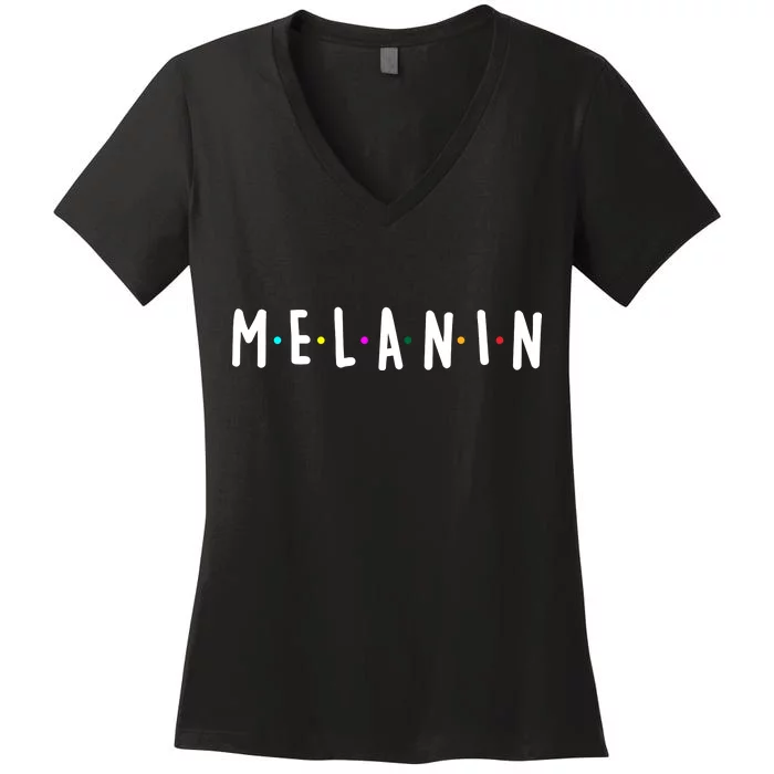 Melanin Logo Women's V-Neck T-Shirt