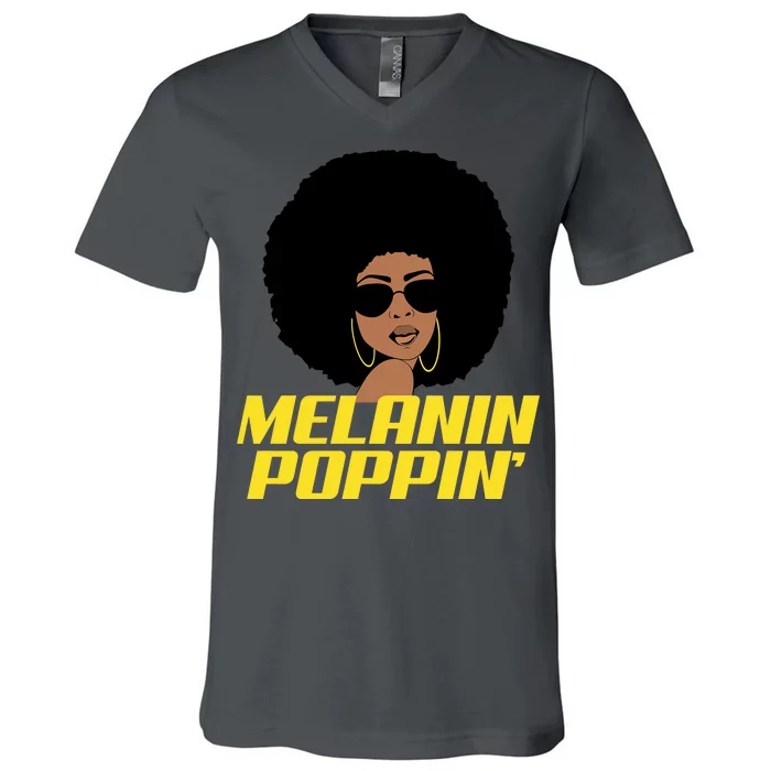 Melanin Poppin Proud African Pride V-Neck T-Shirt