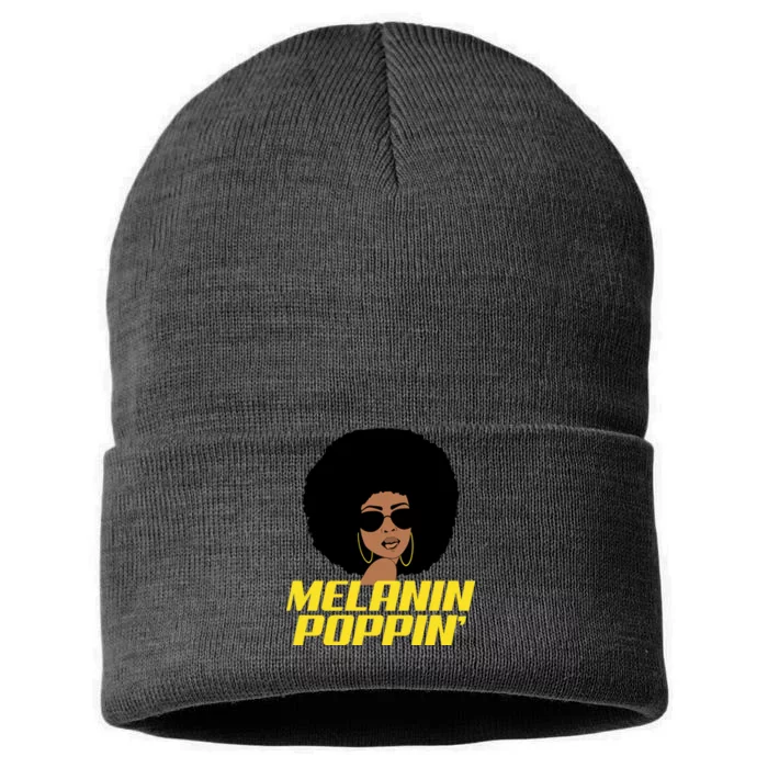 Melanin Poppin Proud African Pride Sustainable Knit Beanie