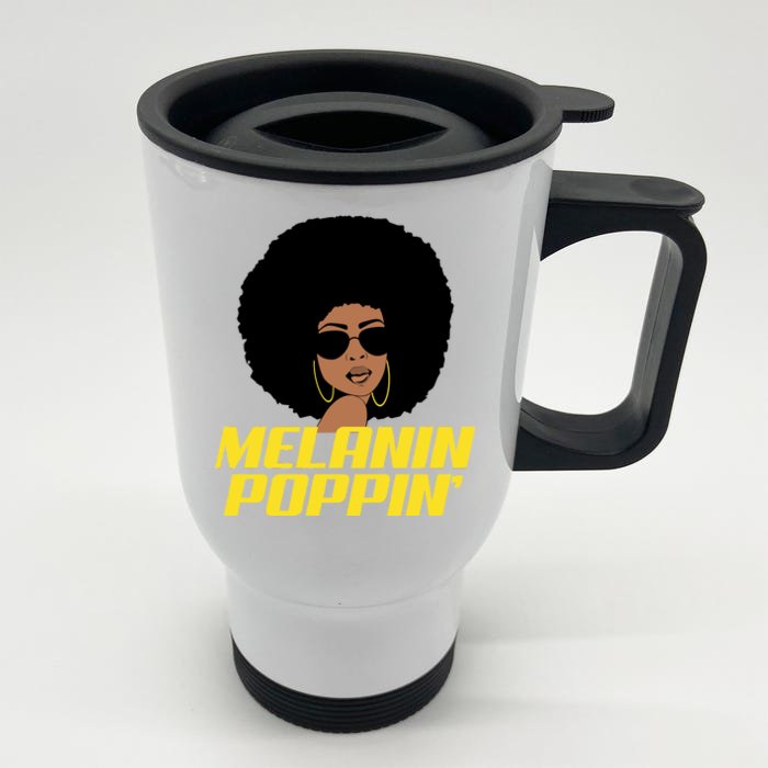 Melanin Poppin Proud African Pride Front & Back Stainless Steel Travel Mug