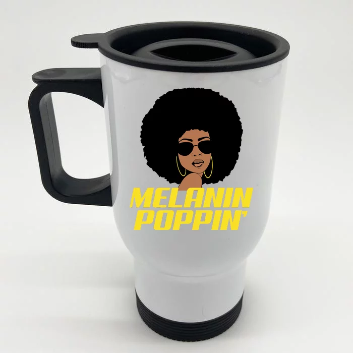 Melanin Poppin Proud African Pride Front & Back Stainless Steel Travel Mug