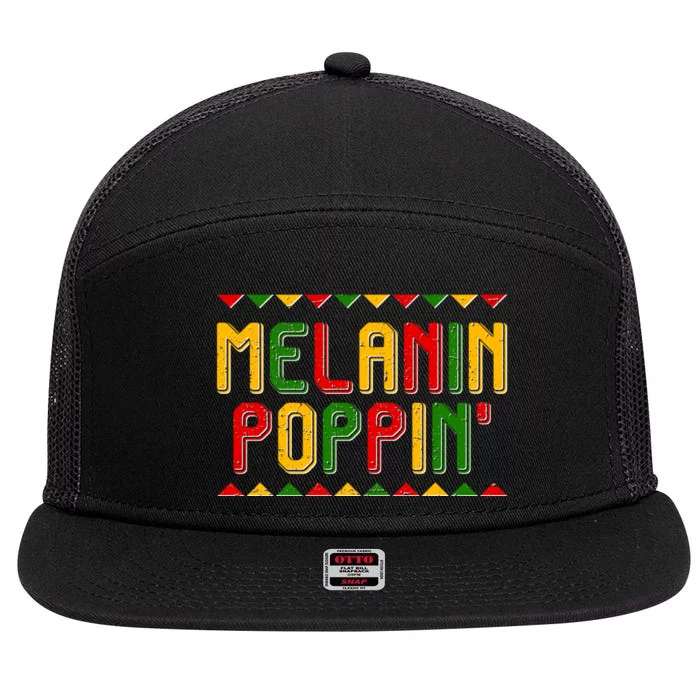 Melanin Poppin' Traditional Colors 7 Panel Mesh Trucker Snapback Hat