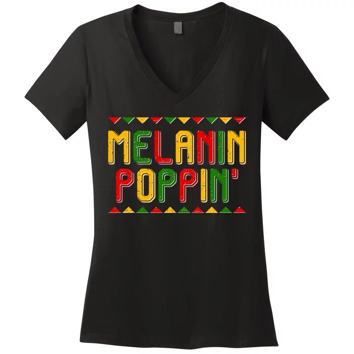 Melanin Poppin' Traditional Colors Women's V-Neck T-Shirt