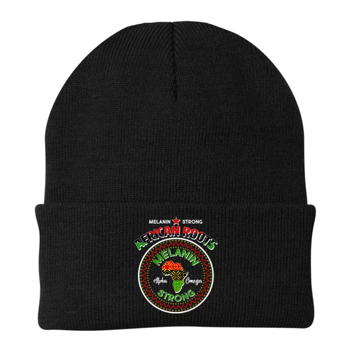 Melanin Strong African Roots Emblem Knit Cap Winter Beanie