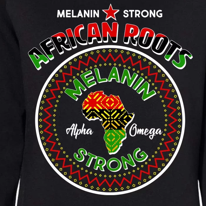 Melanin Strong African Roots Emblem Womens California Wash Sweatshirt