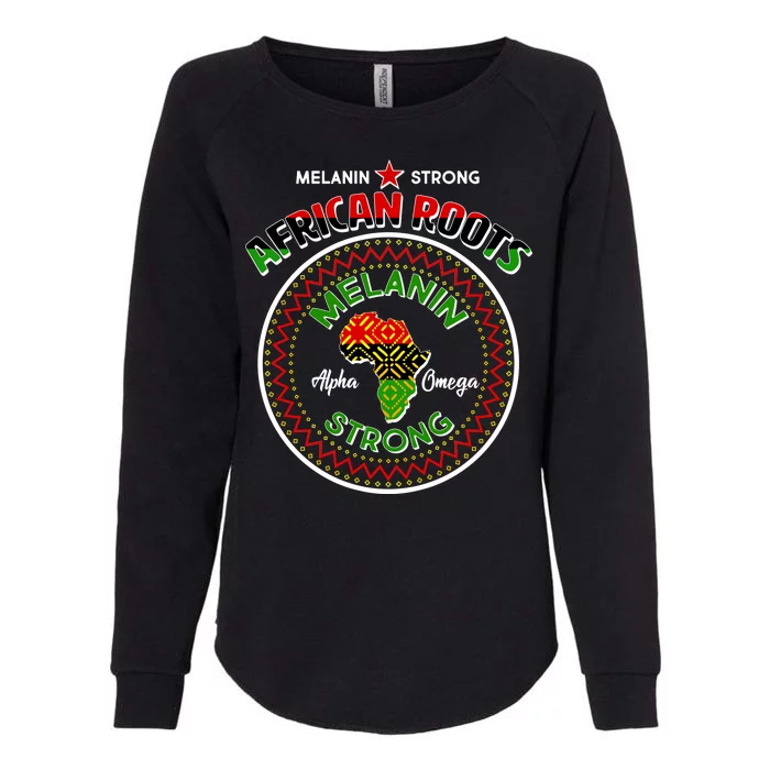 Melanin Strong African Roots Emblem Womens California Wash Sweatshirt