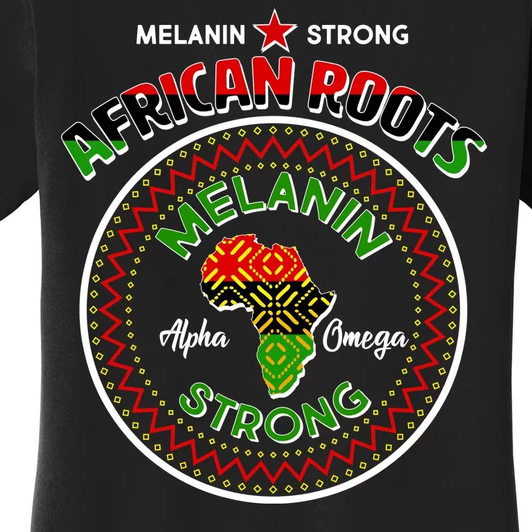 Melanin Strong African Roots Emblem Women's T-Shirt