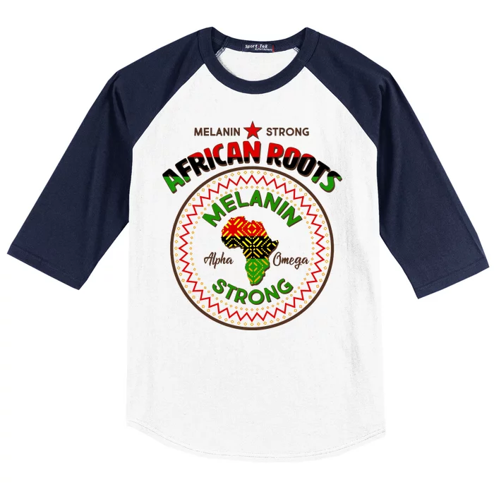 Melanin Strong African Roots Emblem Baseball Sleeve Shirt