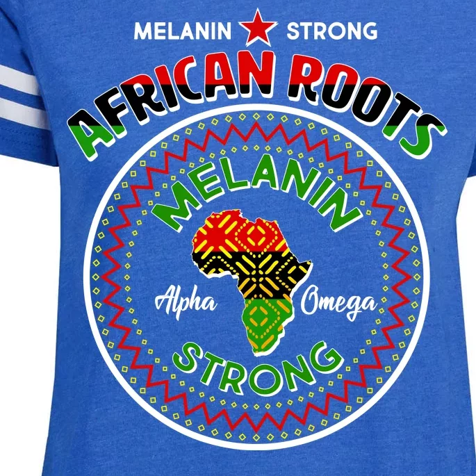 Melanin Strong African Roots Emblem Enza Ladies Jersey Football T-Shirt