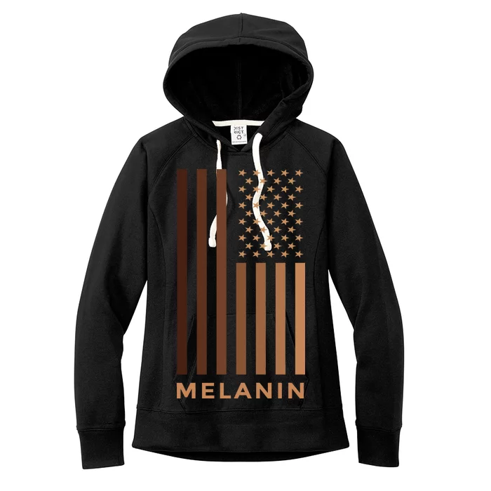 Melanin USA Flag Women's Fleece Hoodie