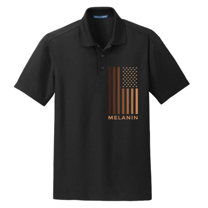 Melanin USA Flag Dry Zone Grid Performance Polo