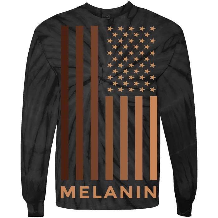 Melanin USA Flag Tie-Dye Long Sleeve Shirt