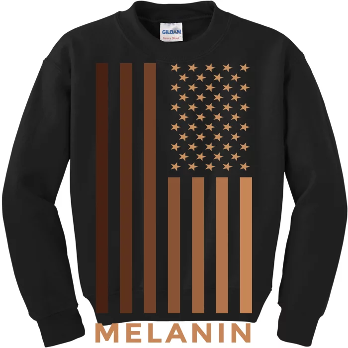 Melanin USA Flag Kids Sweatshirt