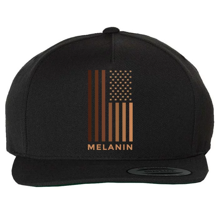 Melanin USA Flag Wool Snapback Cap